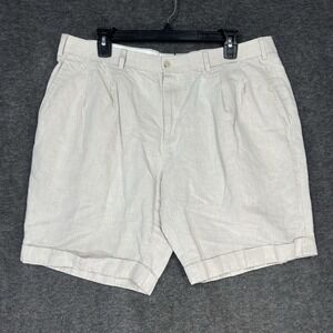 SuitSupply Shorts Mens 36 Beige Bosa Pleated Linen Blend 8.5" inseam